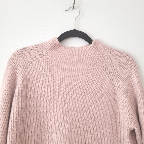 MADEWELL Wool Blend High Neck Blush Pink Long Sleeve Midi Sweater Dress - Picture 4 of 8
